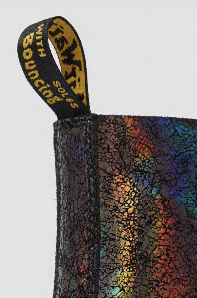 DR. MARTENS MOLLY GUNMETAL IRIDESCENT CRACKLE PLATFORM BOOTS DR. MARTENS MOLLY GUNMETAL IRIDESCENT CRACKLE PLATFORM BOOTS