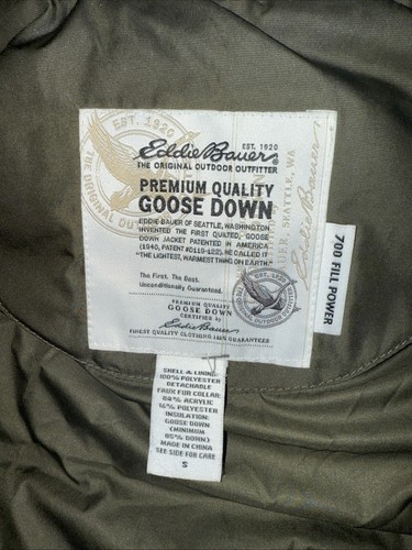 Eddie Bauer Vest Women's Small Green Premium Goose Down 700 Puffer Outdoors - Picture 8 of 24