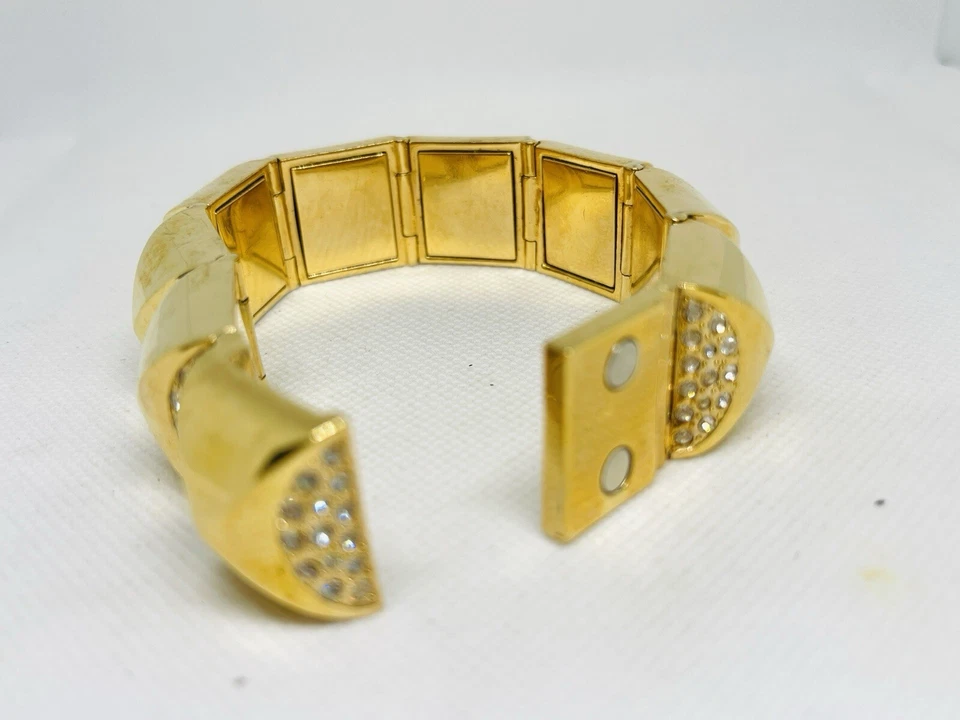 Pulsera CC Skye Golden Nugget Pave chapada en oro de 18 quilates cristales de Swarovski se adapta a 7" Foto 2 de 4