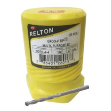 1/4" x 4" Relton GRT Groo-V Tip Porcelain Tile & Stone Drill Bits - Pack of 25