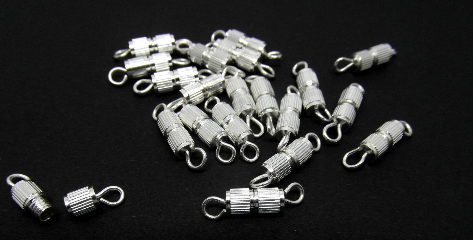 20 Screw Barrel Clasps Silver Plated 15mm End Tips Necklaces Bracelets
