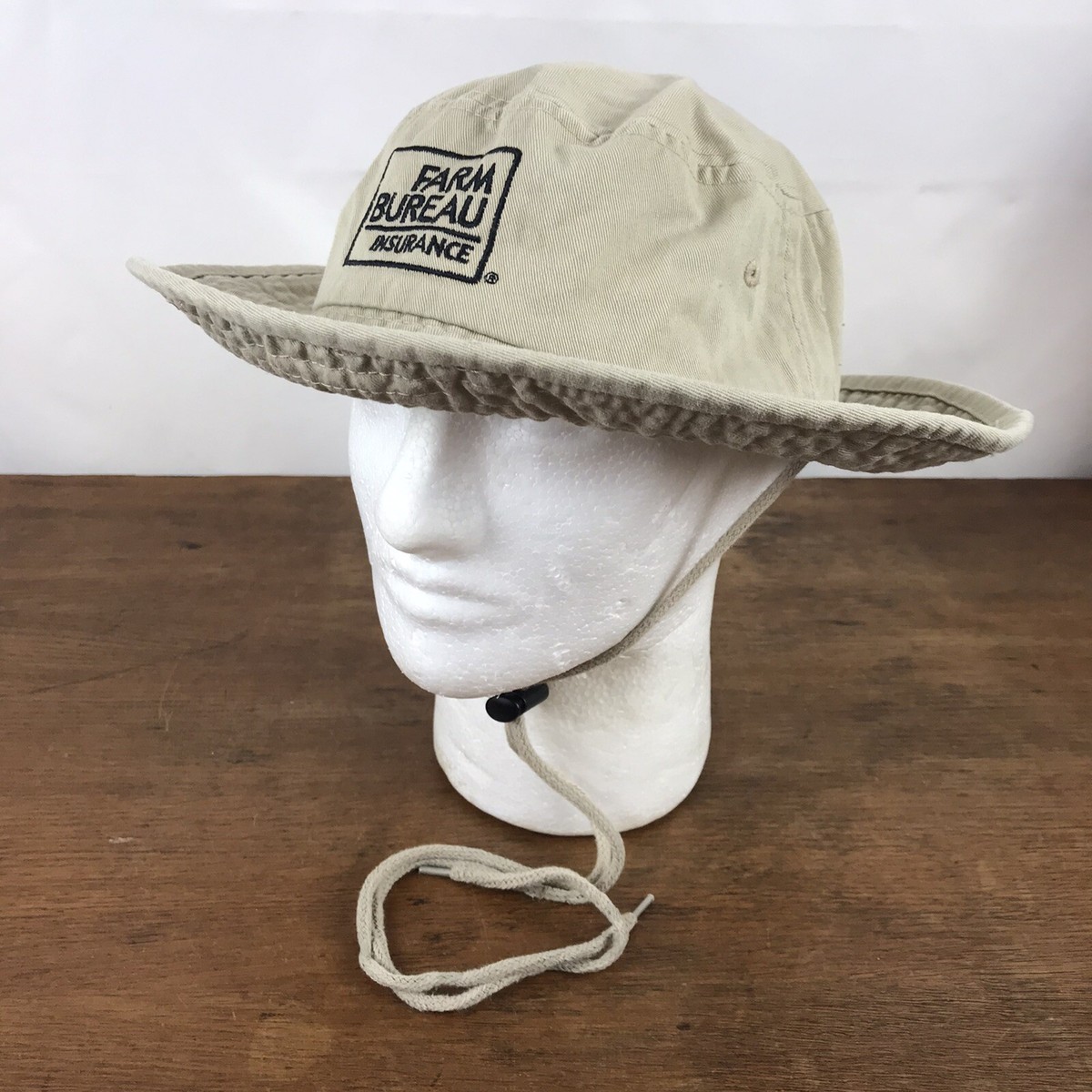 Farm Bureau Insurance Tan Cotton Hiking Safari Boonie Bush Hat Mens Small