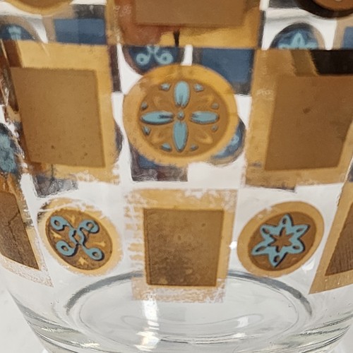 Set of 2 MCM Retro 1960s Culver Glass Bowls/Ice Carnival Pattern Gold & Blue - Picture 9 of 13