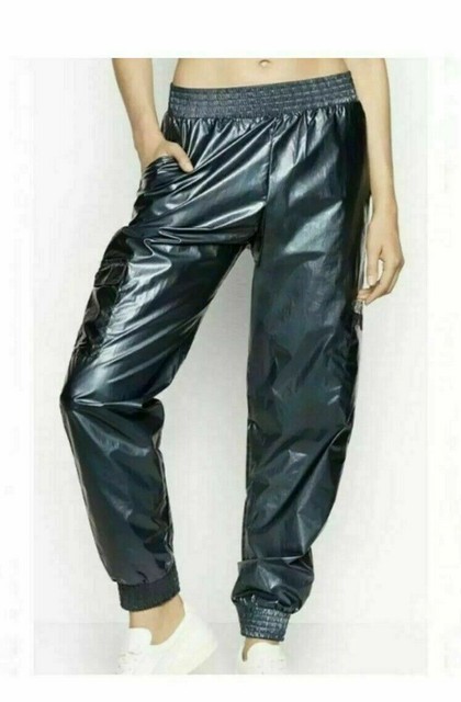 Victorias Secret Sport Jogging Pants Large Blue Vinyl Windbreaker Womens Ankle | eBay