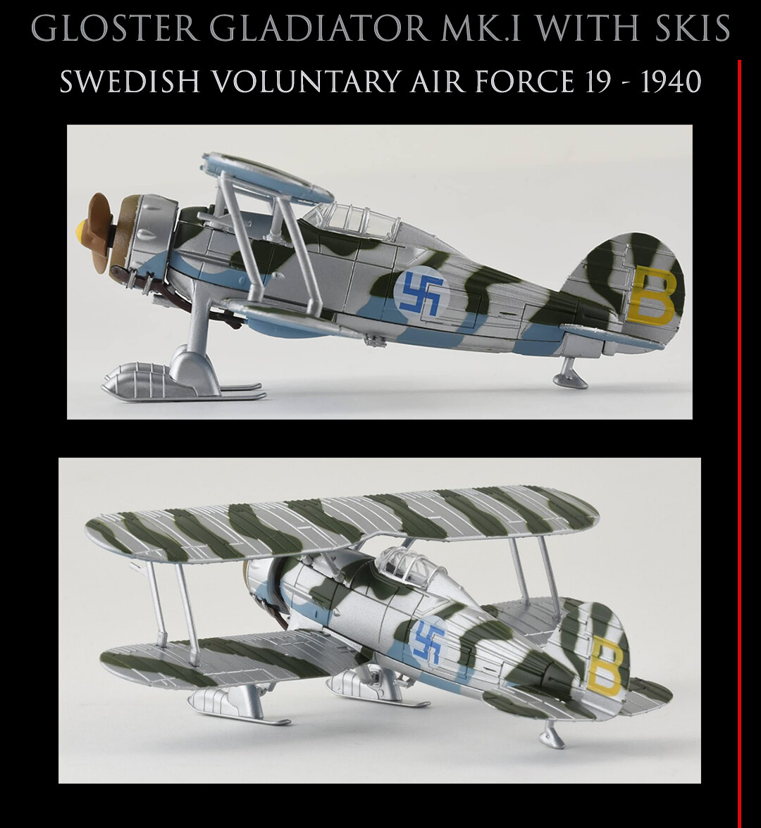 World War 2 Gloster Gladiator Mk.1 w Skis Swedish Voluntary Air