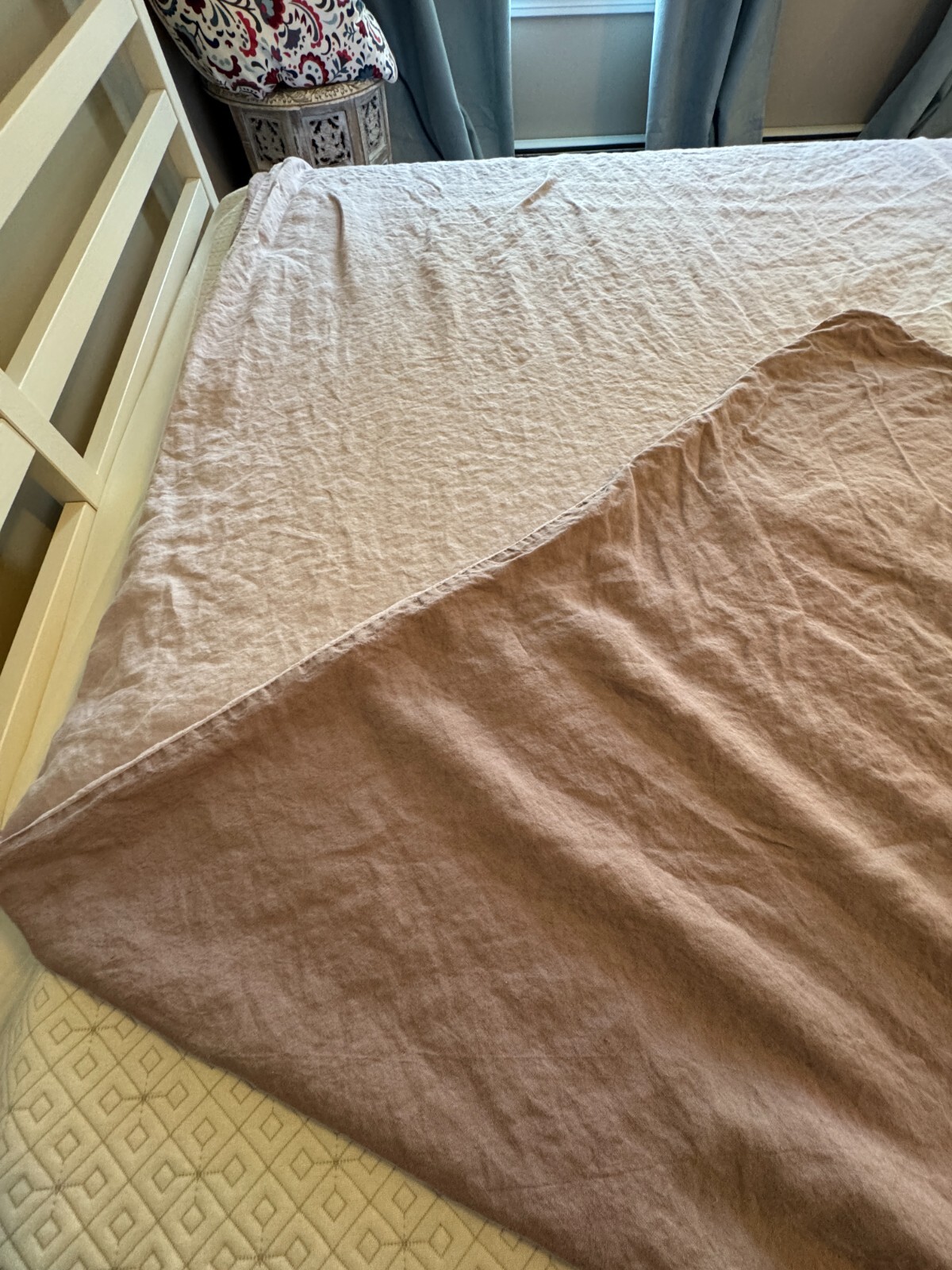 Zara Home Linen Reversible Purple Lavender Duvet Cover 102.5" x 86.5" Portugal