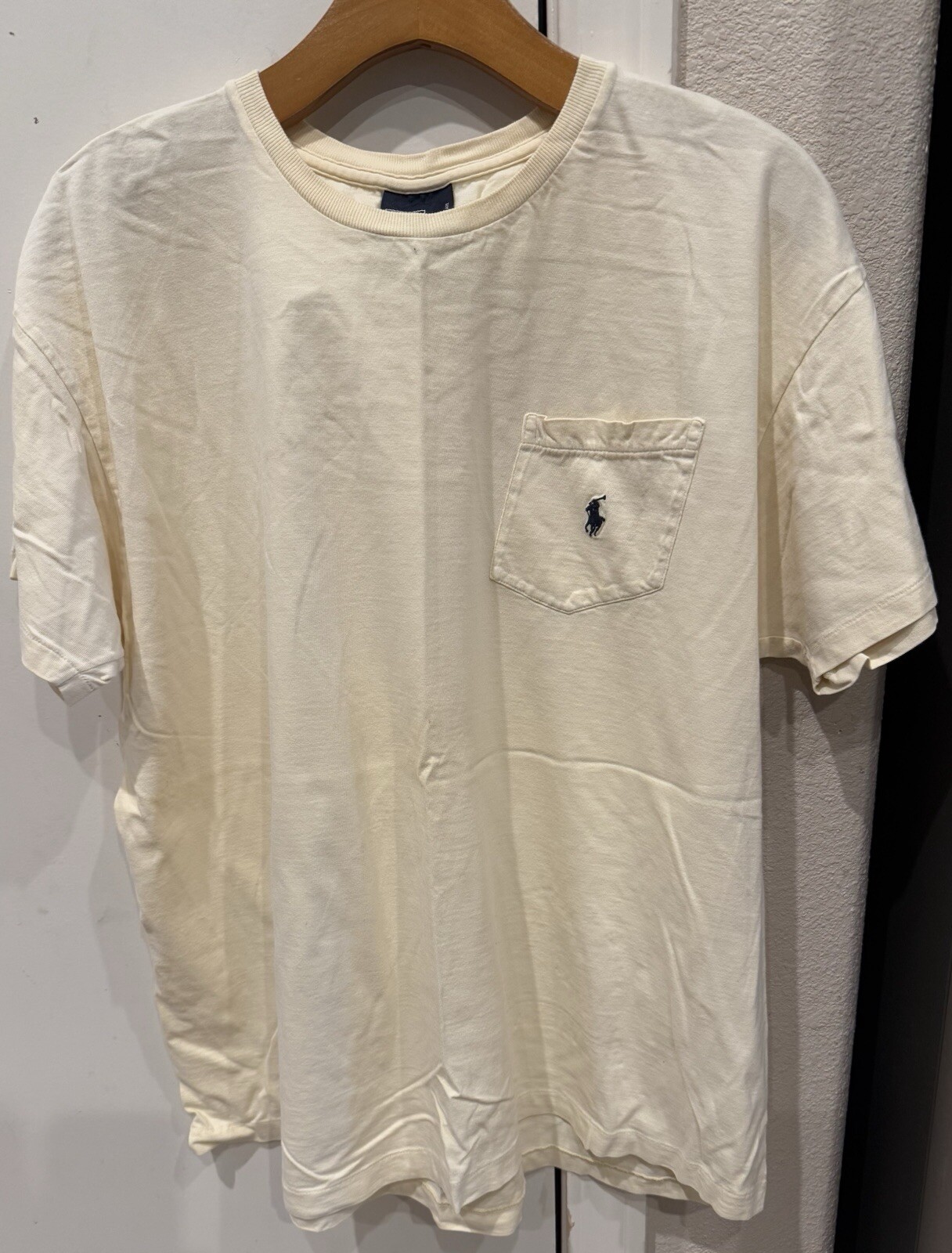 T shirt Polo Ralph Lauren Pony vintage anni 90 tasca preppy gialla taglia large