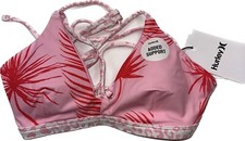 Hurley Women's Pink Printed Quick Dry Swim Surf Top Swimwear Size Medium