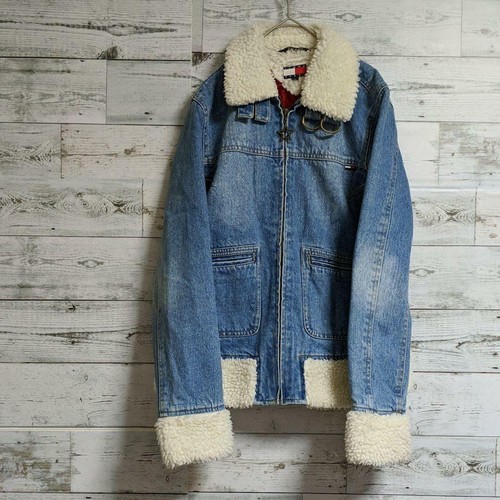 TOMMY JEANS Boa Denim Jacket Women M Blouson Star Chin Strap Vintage From Japan - 第 1/12 張圖片