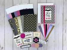 Halloween Card Kit to Make Your Own Cards, Set of 6 Black and Pink A2 Cards