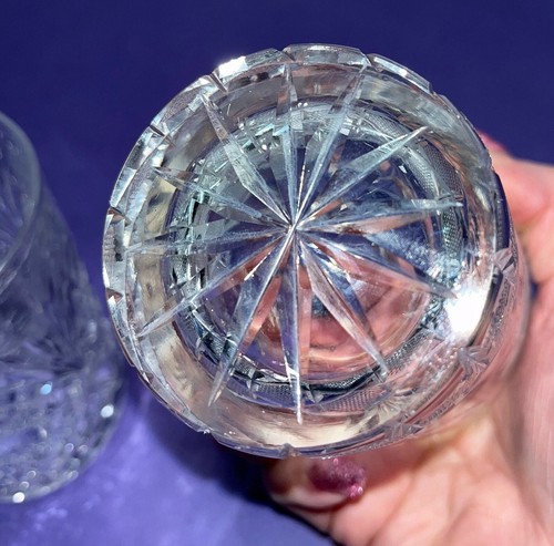 2 Antique Pinwheel Stars Drink Glasses, Antique Cut Glass Drink Glasses, ABP Cut - Picture 6 of 8