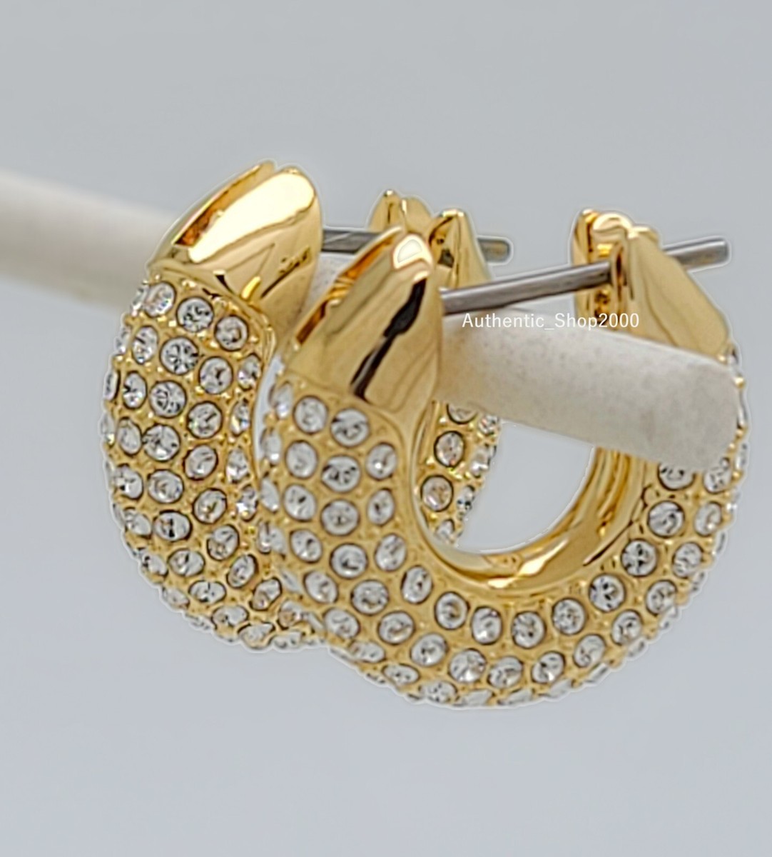 NEW 100% Authentic SWAROVSKI Gold Pave Crystal Dextera Hoops