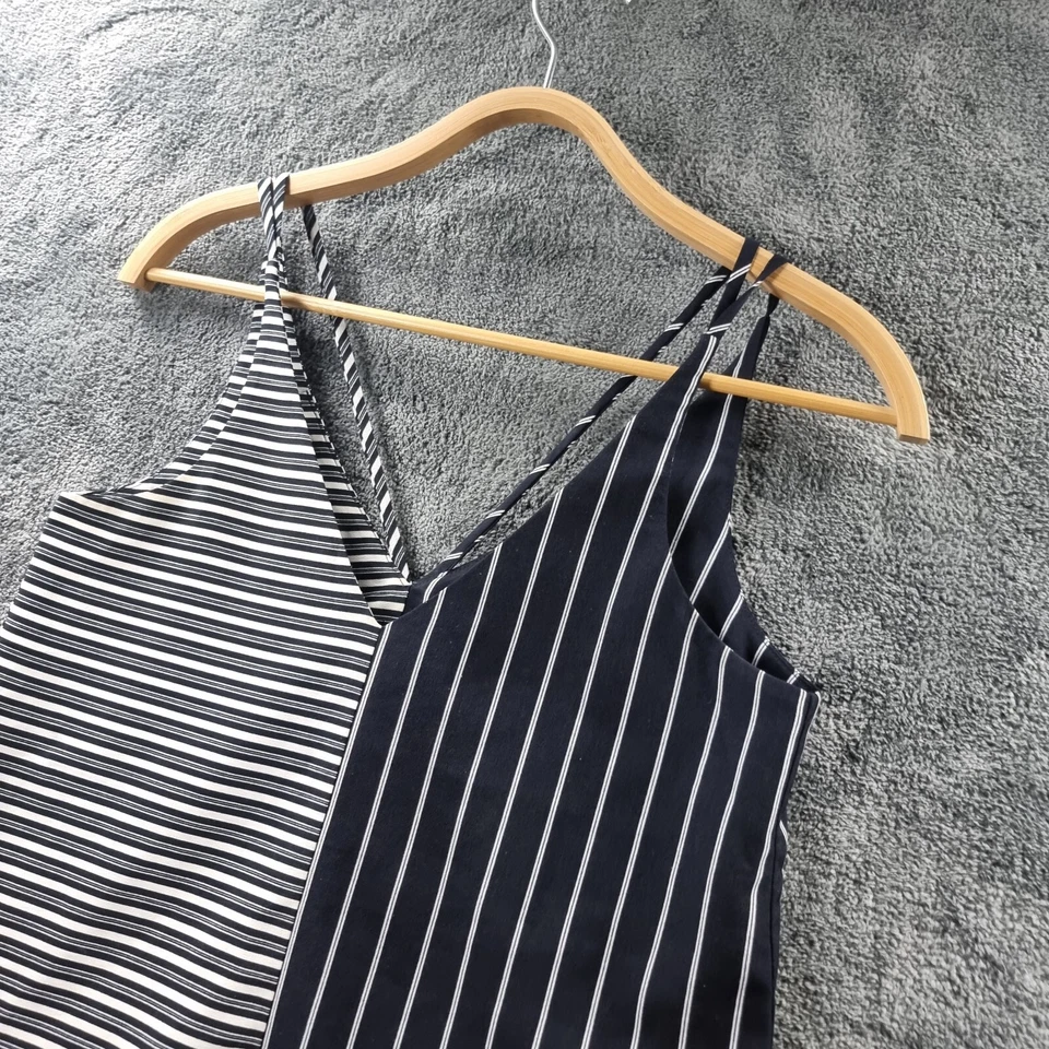 Top camisola mujer TOPSHOP talla 6 negro blanco rayas sin mangas cuello en V Foto 3 de 4