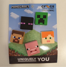  Minecraft Crocs Jibbitz Charms 5 Pack /Steve Alex Enderman Creeper Pig Mojang