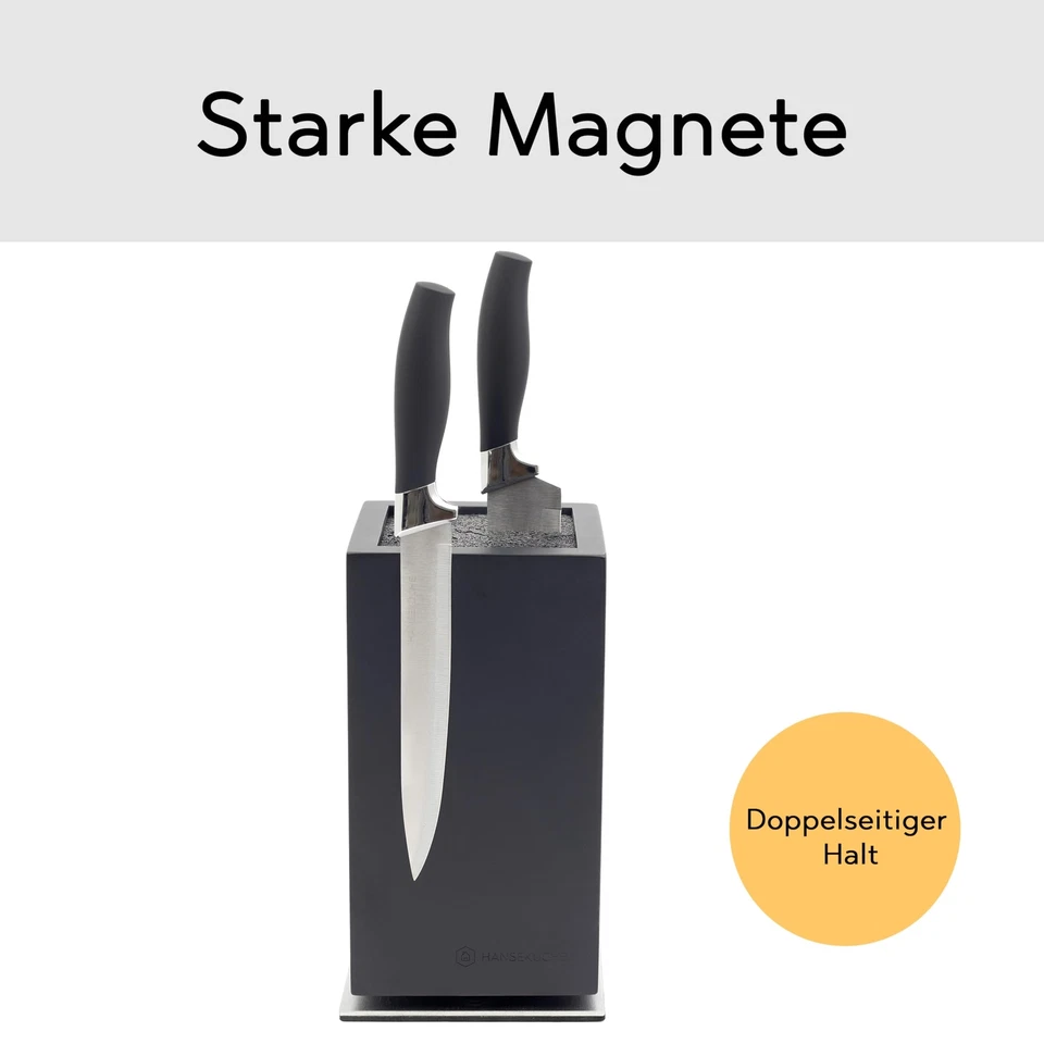 Messerblock - Messerhalter ohne Messer aus Holz Messerbrett beidseitig Rotier... - Bild 3 von 4