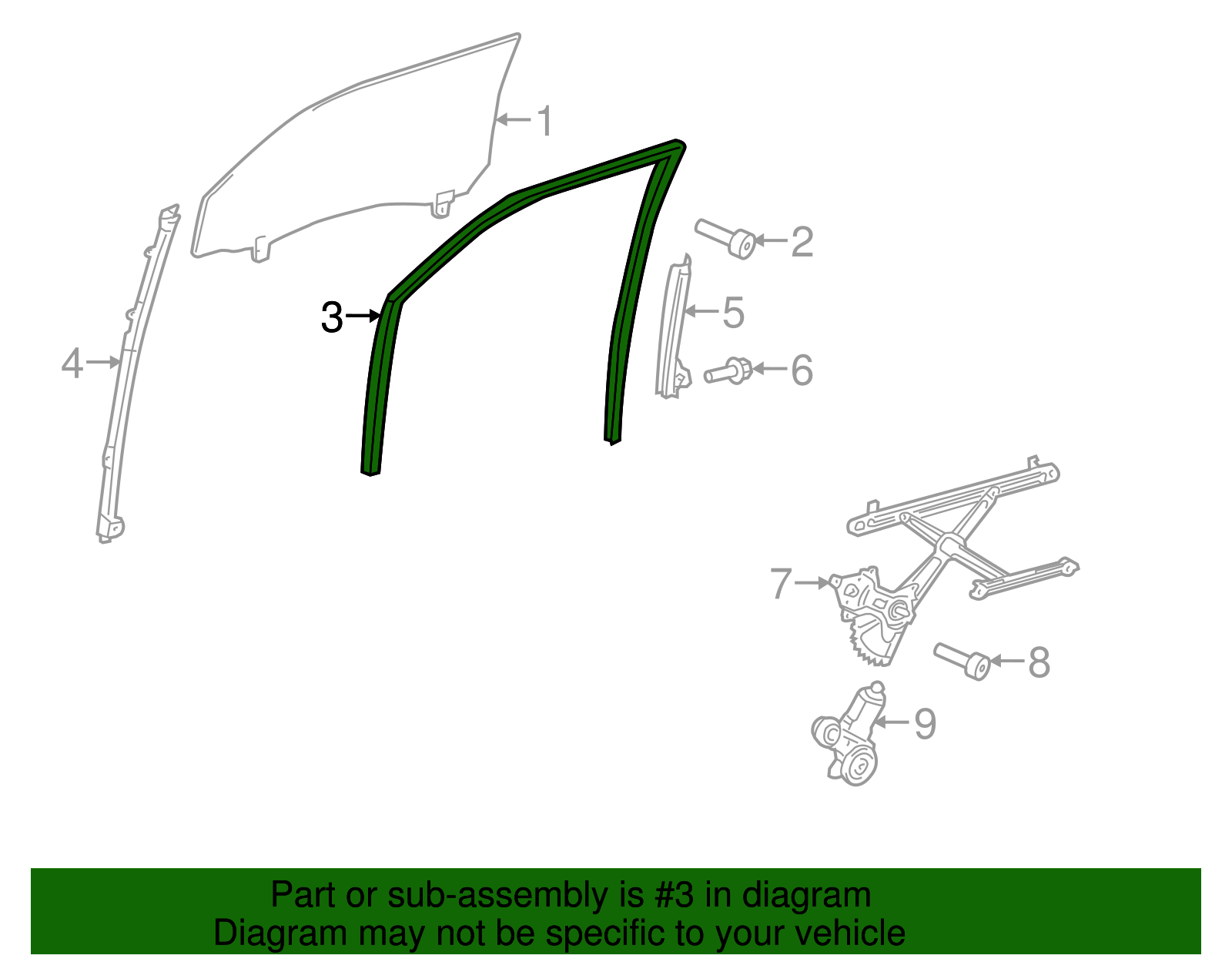 Genuine Toyota Sienna Window Channel/Run(Left Front/Drivers) 68151