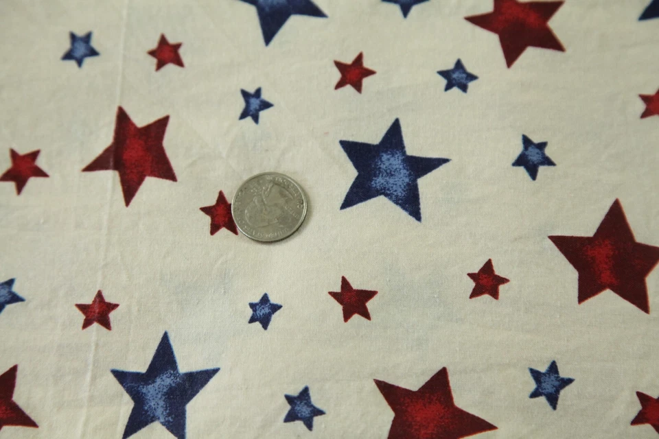 2Y+ Washed Faye Burgos Marcus Patriotic Star on Tan Quilt Cotton Fabric Summer - Image 4 of 4