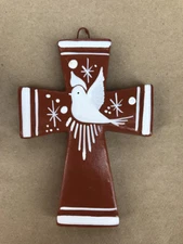 A7 Crosses Cross Amigos Pottery  4" Mexican Handmade painted Folk MX spirit trin