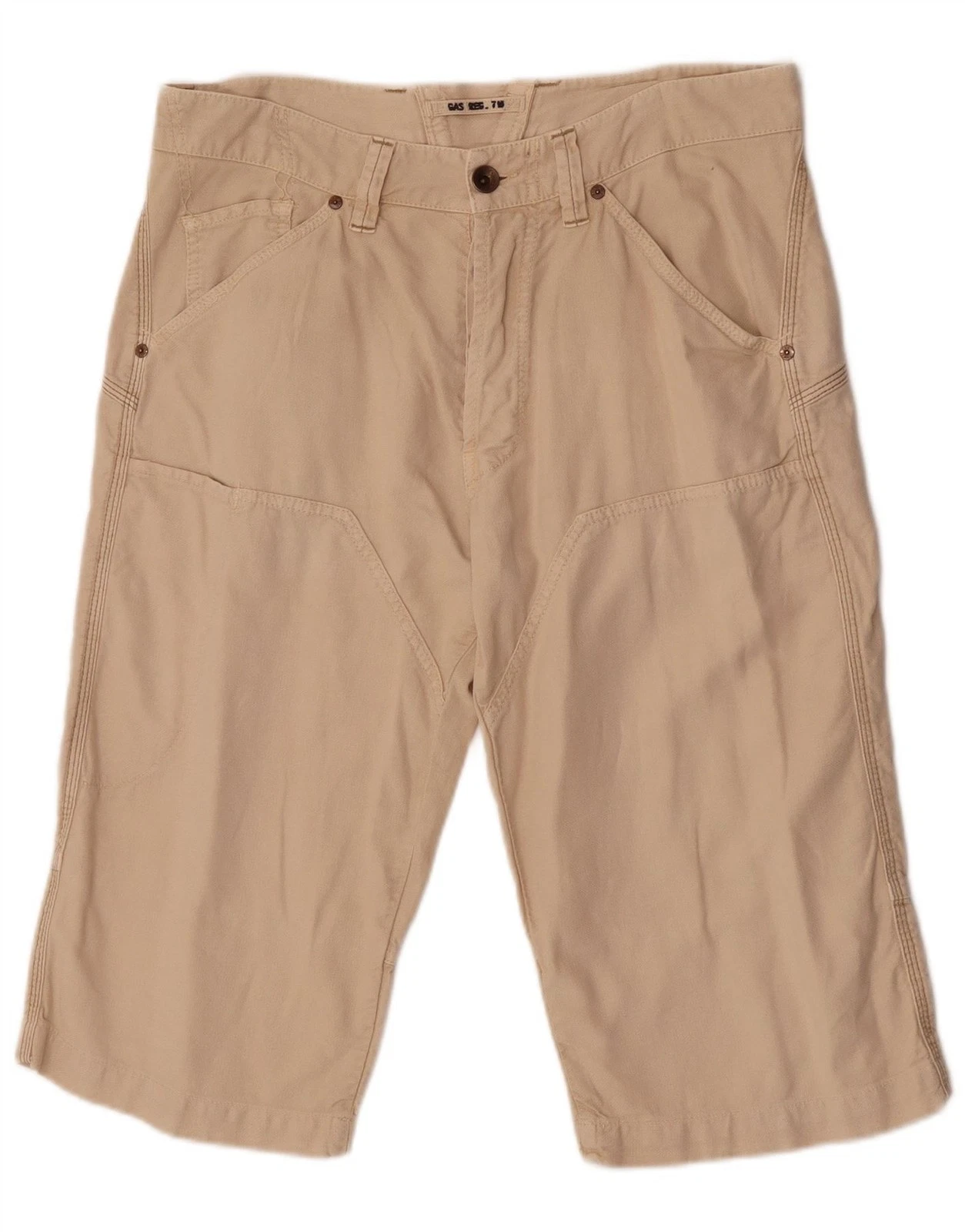 Gas Mens Chino Shorts W33 Medium Beige Cotton AK19