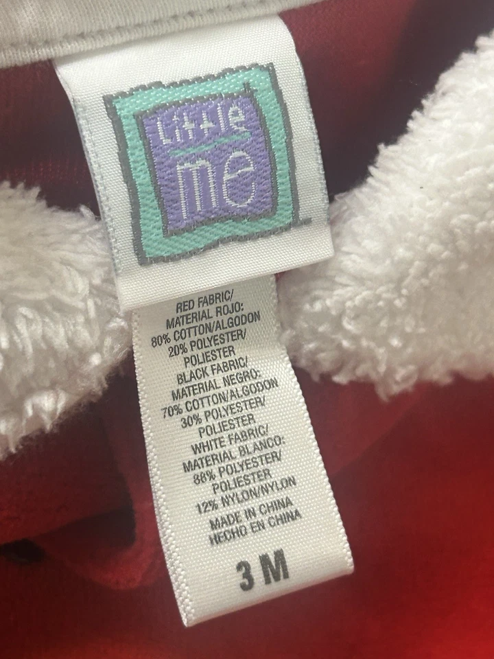 Little Me One Piece Santa Suit Hat Boy Christmas Holiday Red Outfit 3 Months - Image 4 of 4