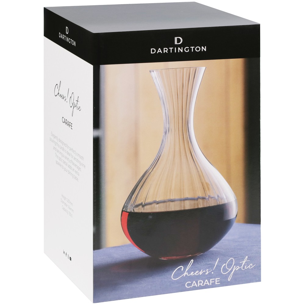 Dartington Cheers! Optic Crystal Carafe 150cl Handmade British Glassware