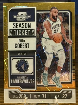 2023-24 Panini Contenders Optic Season Ticket Rudy Gobert 2/2 Gold Lazer