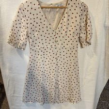Madewell Silk Clover Button Front Dress Strawberries Vintage Ivory Sz 2 READ