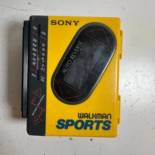 VTG Sony Sports Walkman WM-F75 Yellow FM/AM Stereo Cassette Player - For Parts