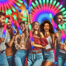 112 PCS Foam Glow Sticks, Foam Light Up Sticks Party Supplies with 3 Mode Col...