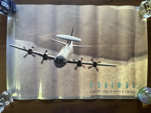 Vintage Lockheed P-3 AEW&C Aircraft Poster- circa 1990s 16 x 24” Glossy