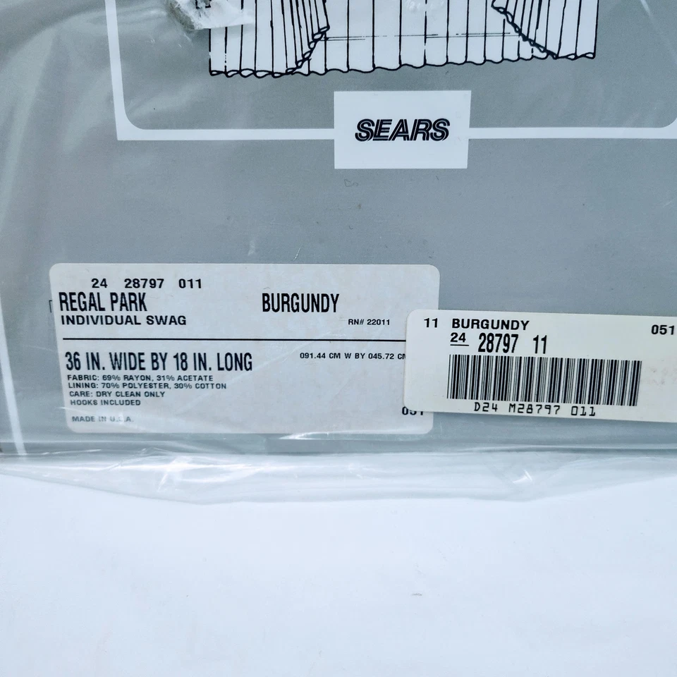 Cortinas individuales vintage Sears Borgoña Regal Park Foto 3 de 3