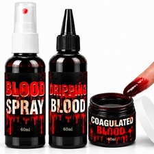 3PCS Halloween Fake Blood Kit, Spray, Dripping  Gel SFX Makeup