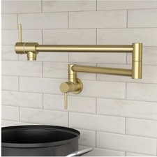 Brushed Gold Pot Filler with Heat-Resistant Cartridge, 25.6" Pot Filler Fauce...