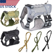 NEW Tactical Police K9 Training Dog Harness Military Adjustable Nylon Vest Leash