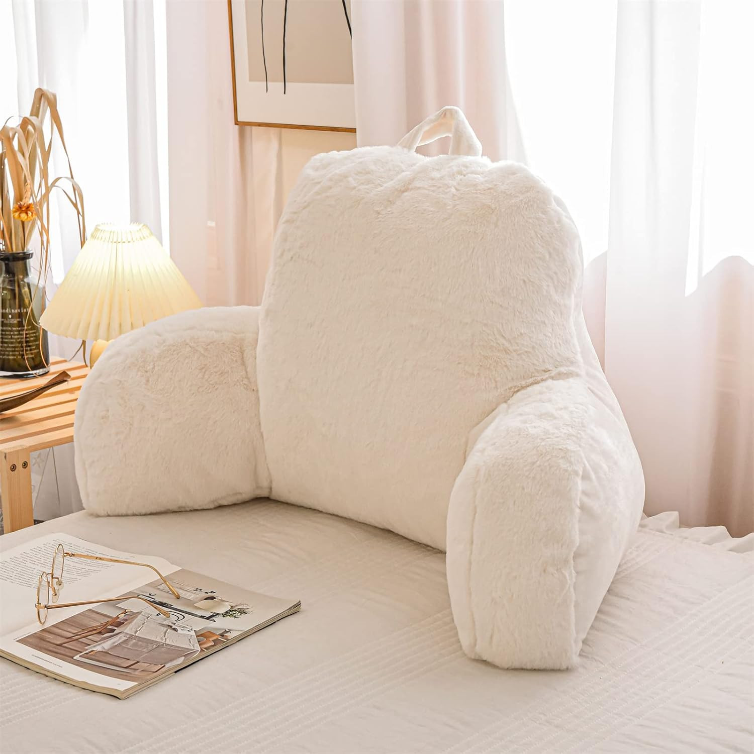 Faux Fur Reading Pillow Bed Wedge Large Adult Children Backr
