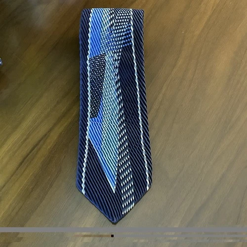Vitaliano Pancaldi Silk Tie Blue Pleated Made Italy Limited Edition 8 of 50