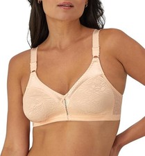 BALI 34C Double Support Lace Wireless Bra Soft Taupe Nude NWT
