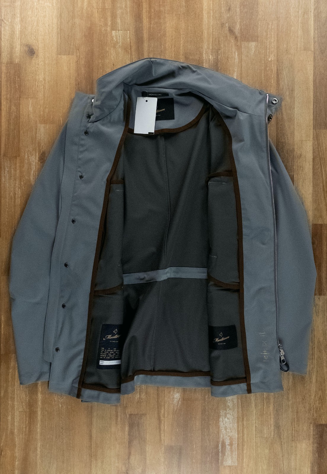 Authentic Montecore Italy Gray Nylon Hooded Jacket, Size L image 7