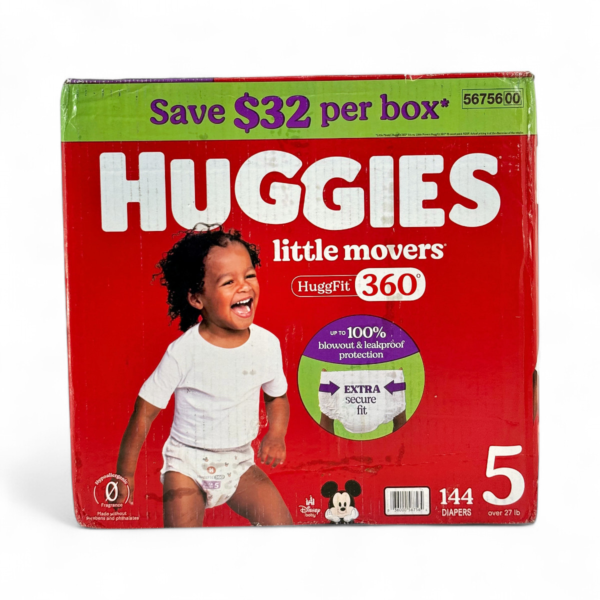 Huggies Little Movers - HuggFit 360 Mickie Mouse Diapers (Size 5) - 144 Count