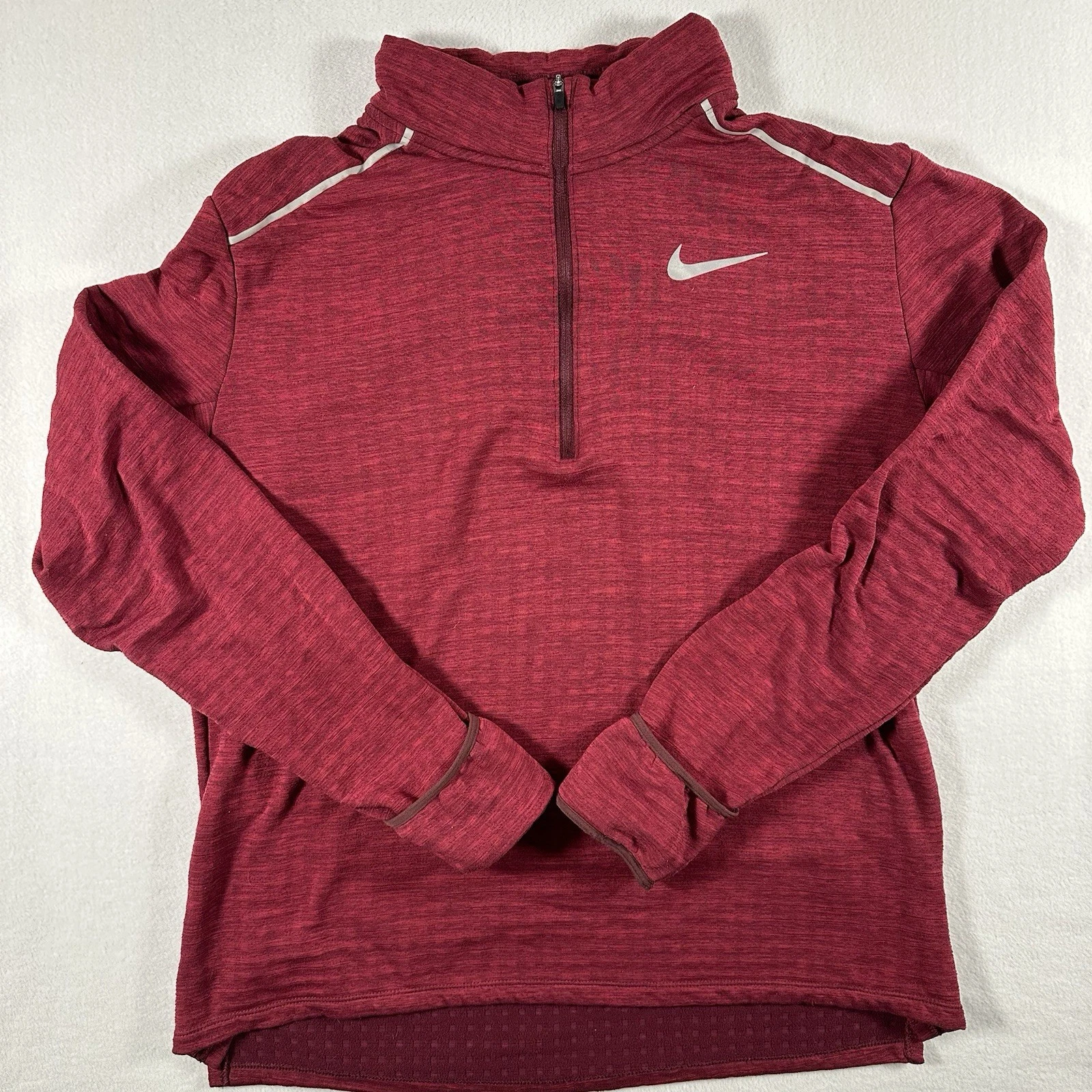 Nike Running Quarter Zip Women’s Size L Fleece Lined Burgundy Performance Wear