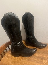 Stivali cowboy donna neri 100% pelle su misura in Italia 36 UK 4 agnello Napa