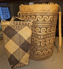 VTG Ajat Basket Penan People Borneo 20th Century Tribal Art Woven Motif READ