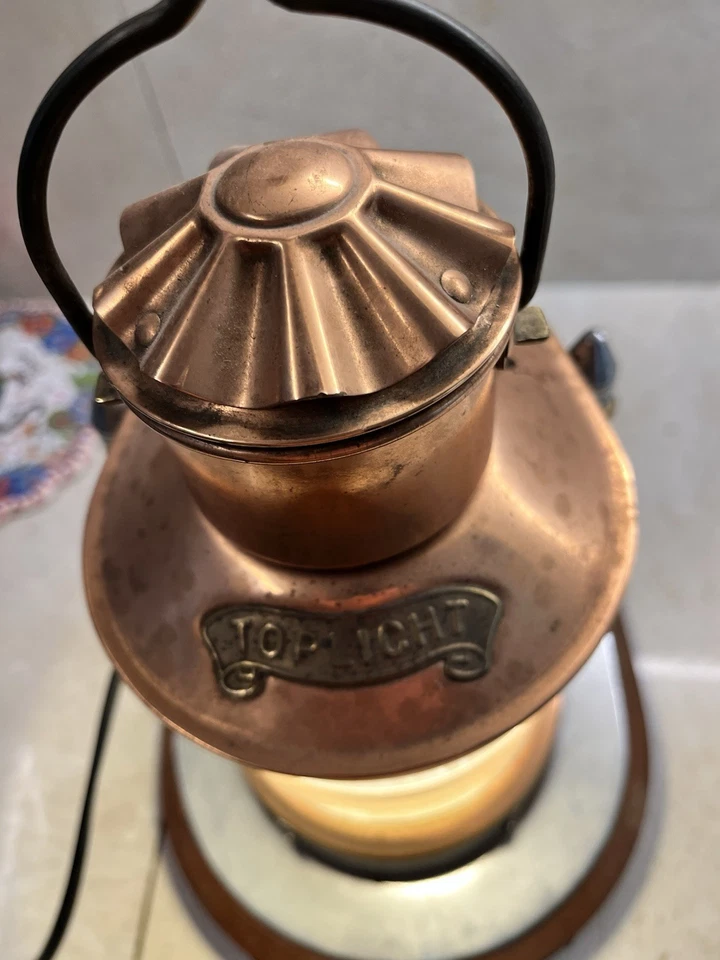 Lampada mod. Faro Marina In Rame e Cristallo Pesante Molto Bella Funzionante - Immagine 2 di 2