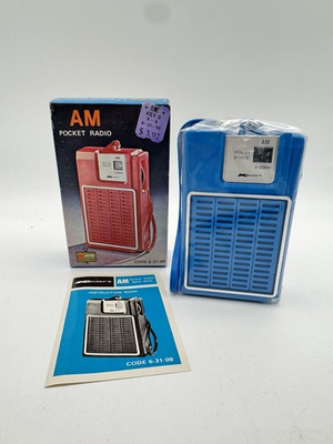 #ad #ad Vintage Kmart AM Pocket Transistor Radio Model 06 31 09 Blue New w Box amp; Manual $21.21