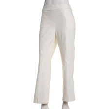 Kasper Womens Stretch Twill Cropped Straight PullOn Pants - Lily White - S - Dmg