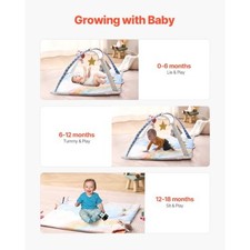 VEVOR Baby Play Gym Mat, Tummy Time Mat with 6 Sensory Toys, Baby Activity Mat w