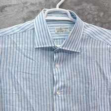 Borrelli Napoli shirt Men 18/45 100 linen old money smart luxury quiet stripe