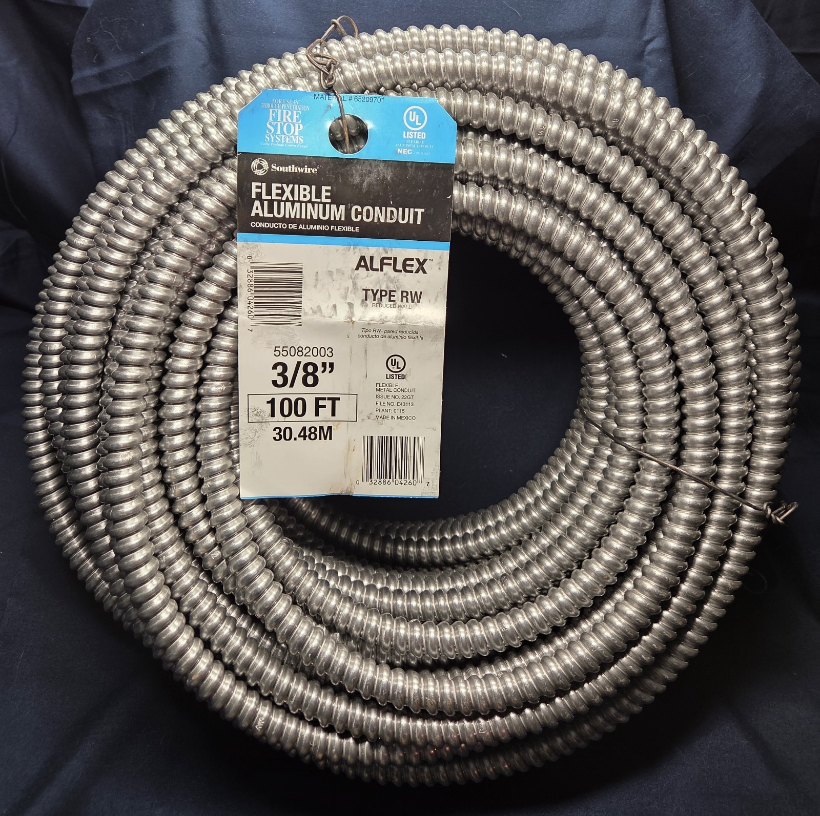 Southwire 3/8 in. x 100 ft. Alflex RWA Metallic Lightweight Aluminum Conduit