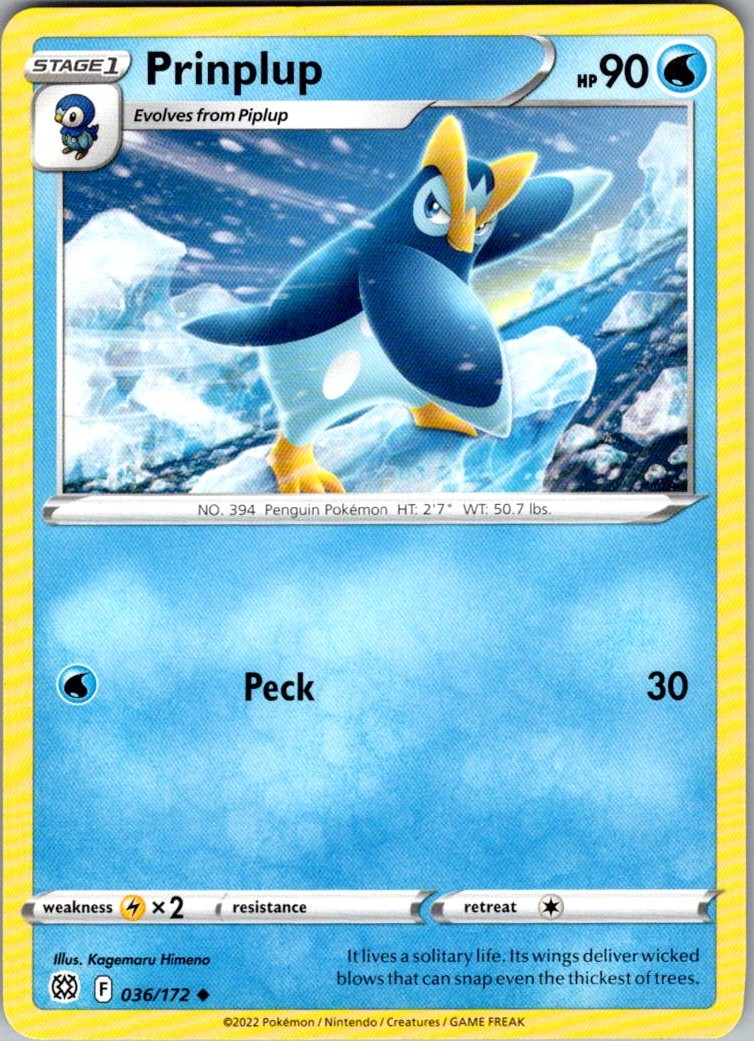 Prinplup Brilliant Stars 036/172 Uncommon Pokemon Near Mint