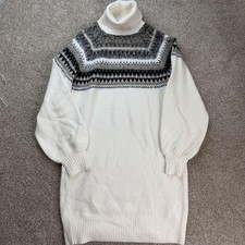 American Eagle Outfitters Dress Womens S White Fair Isle Turtleneck Sweater